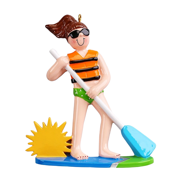 Rudolph & Me Personalized Paddleboard Girl Christmas Ornament