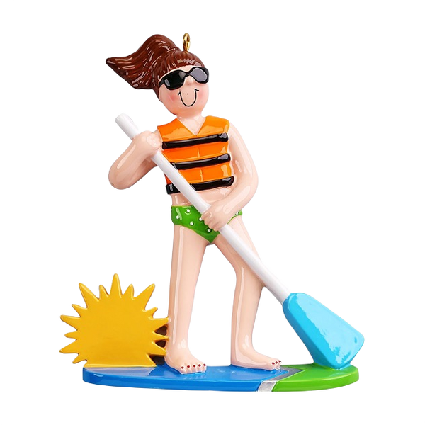 Rudolph & Me Personalized Paddleboard Girl Christmas Ornament