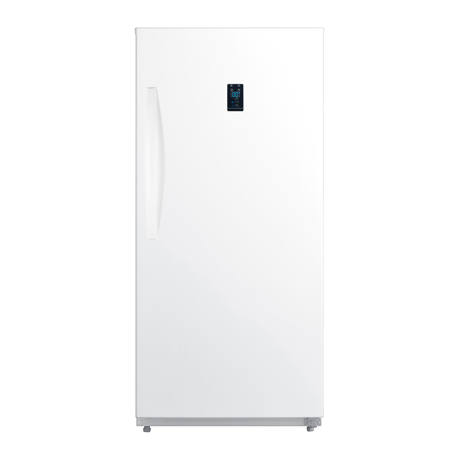 White upright freezer with digital control panel and curved handle in appliances and freezers collection