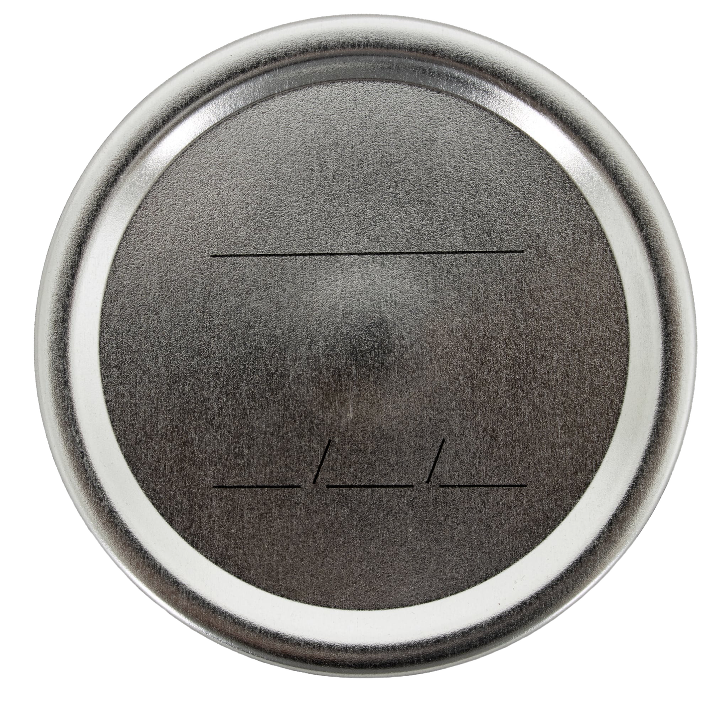 Round metal wide-mouth lid with faint date marking lines in kitchenware tools collection under $25