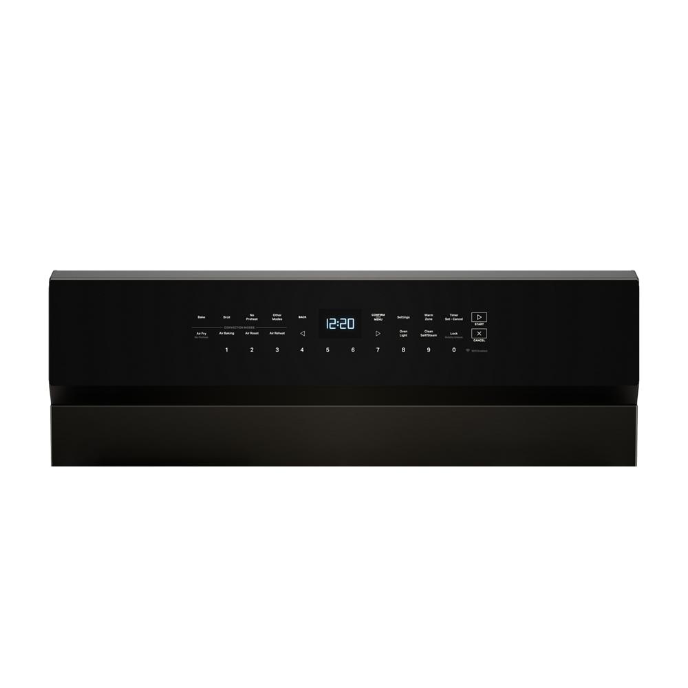 black digital control panel with blue LED display for modern kitchen gas range appliance