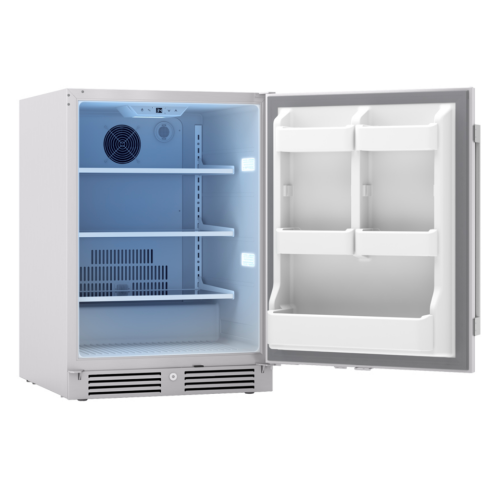 Zephyr Presrv Refrigerator, 24in Compact, Outdoor Stainless Steel, Reversible Door, Lock, 1 Zone Cooling, Model PRR24C01AS-OD by Zephyr