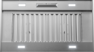 Stainless steel inset range hood with LED lighting and advanced airflow control, designed for custom cabinetry in Range Hoods and Kitchen & Kitchenware collections.