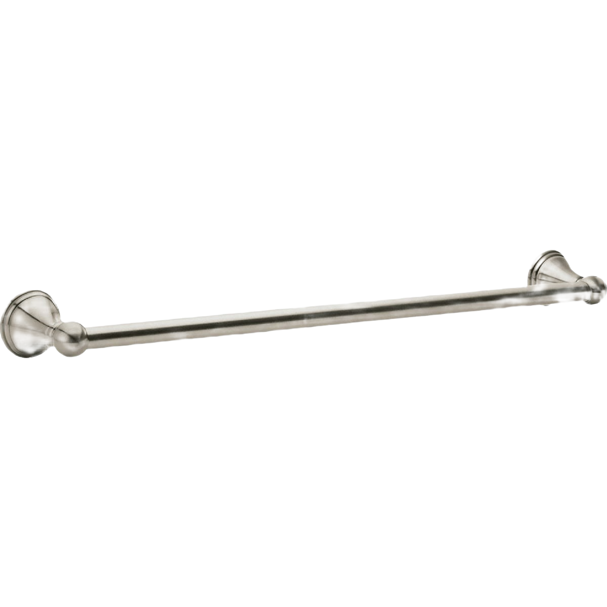 Brushed nickel towel bar measuring 24 inches with elegant design for bathroom organization and home improvement