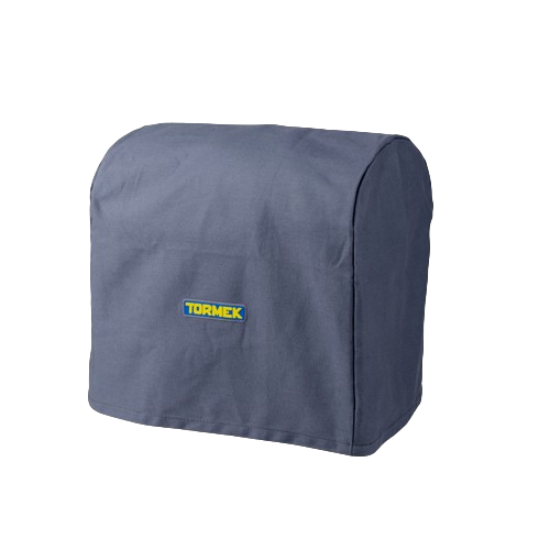 Dark gray protective cover with Tormek logo designed for safeguarding machinery during storage and home improvement tasks