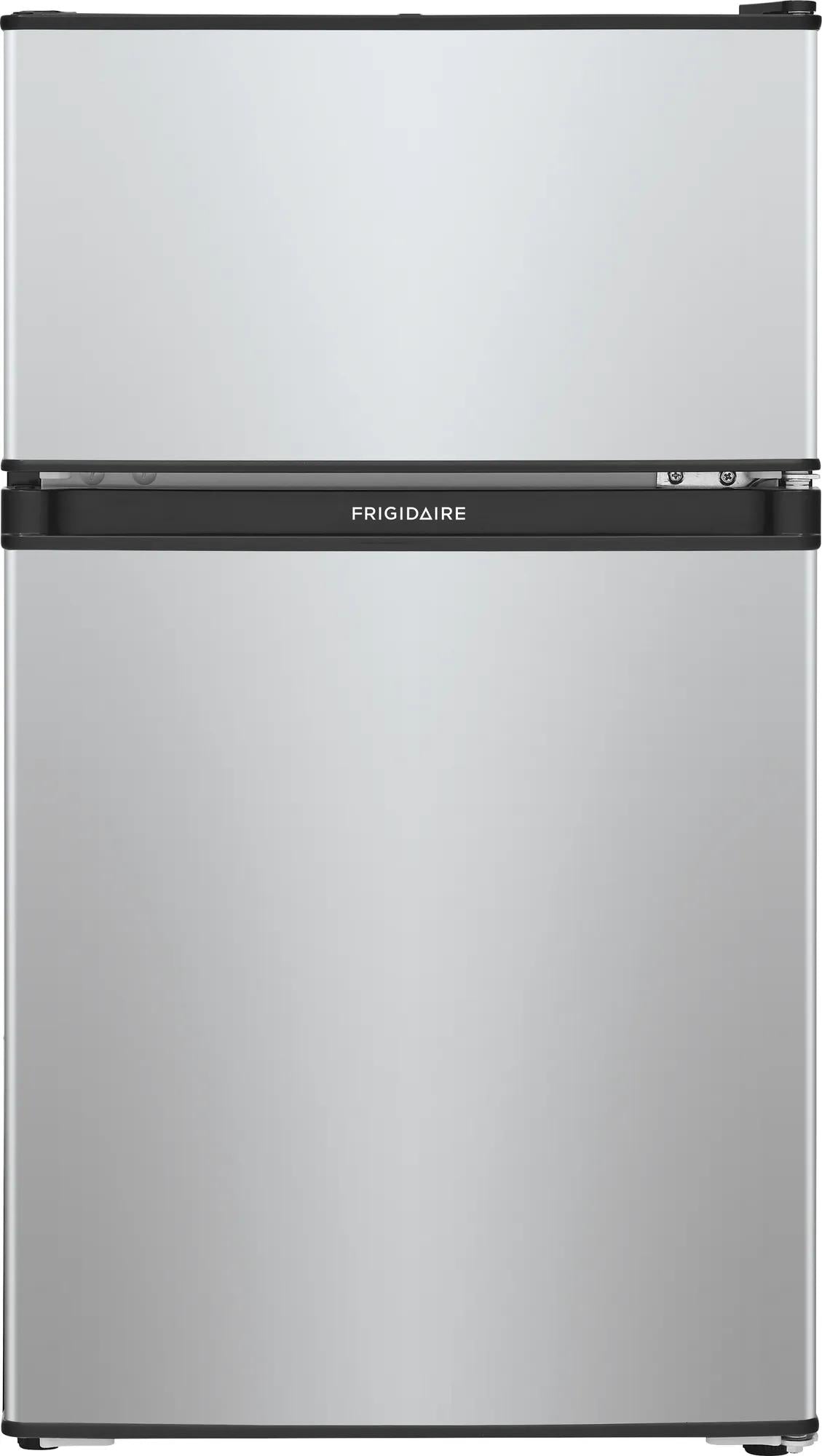 Silver compact refrigerator with top freezer door in kitchen appliances and refrigerators collection