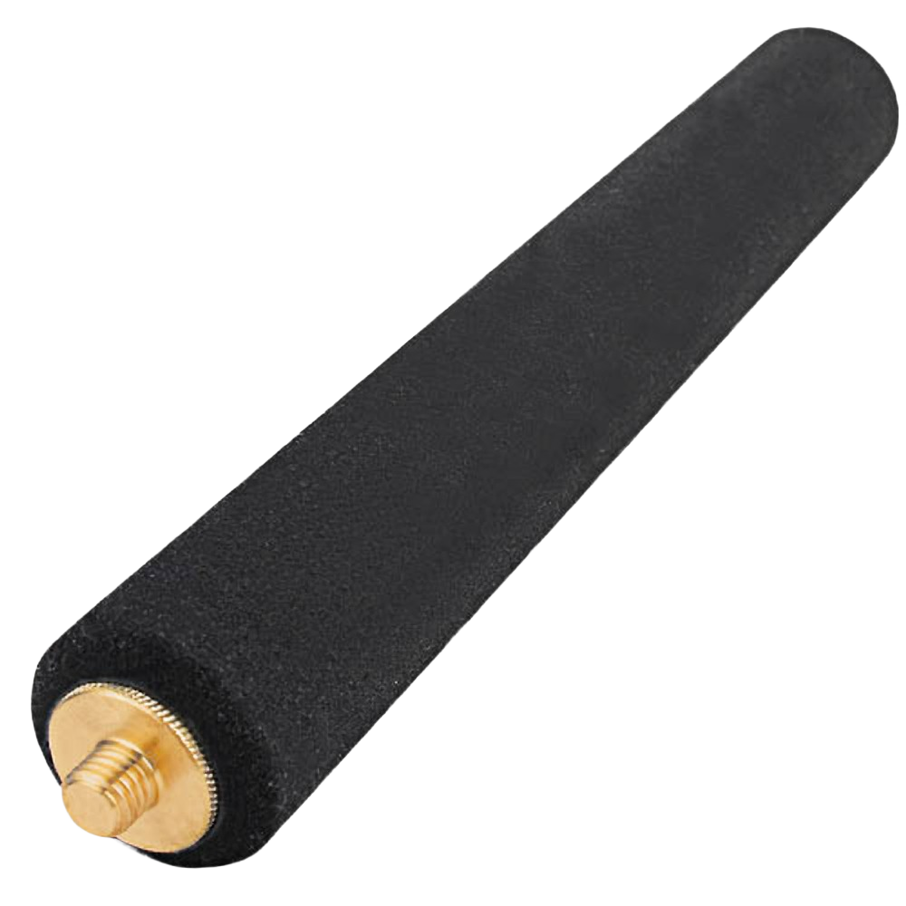 Black foam handle extension bar with brass threaded end designed for tools and home improvement tasks