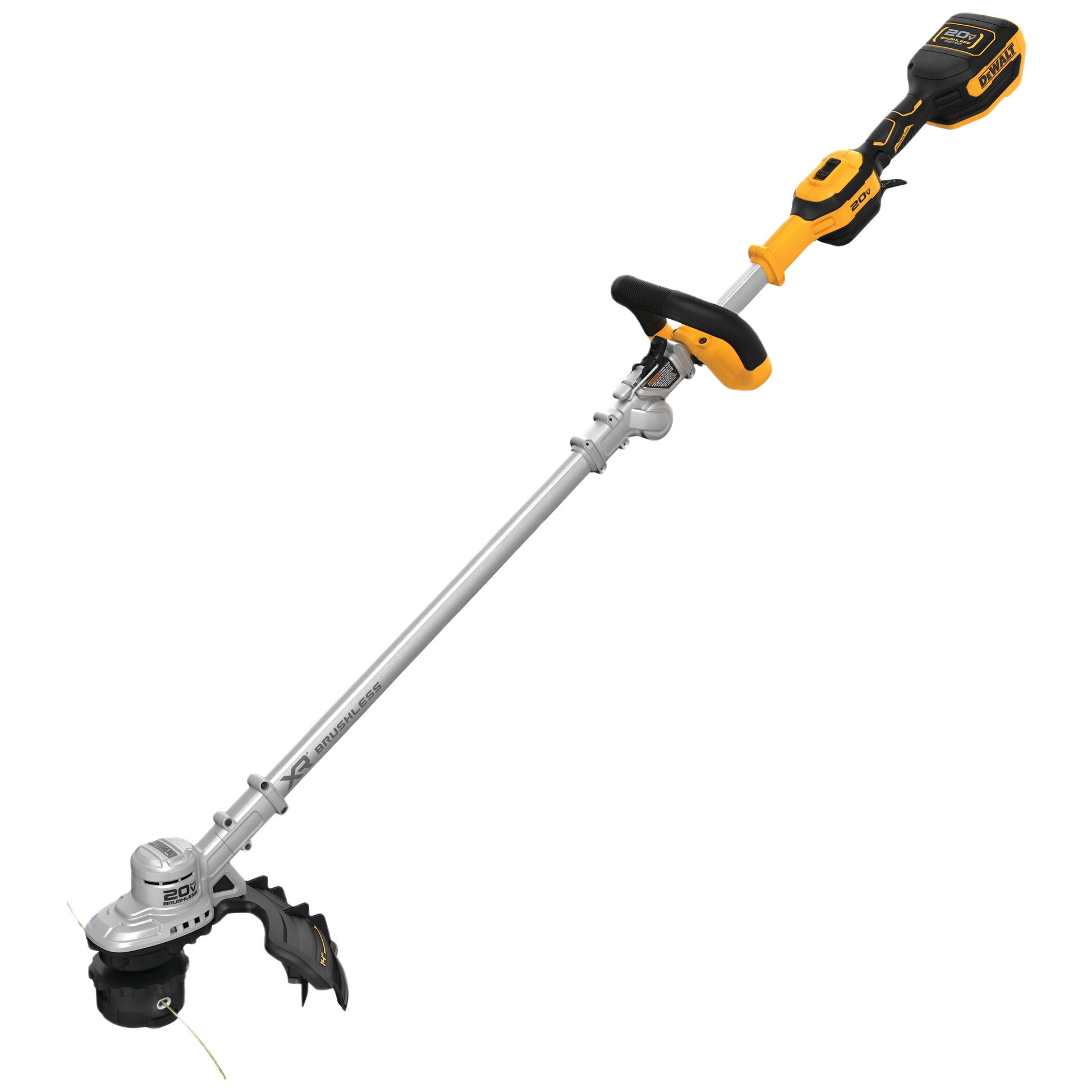 Cordless folding string trimmer with 14-inch cutting swath for efficient yard maintenance and home improvement tasks