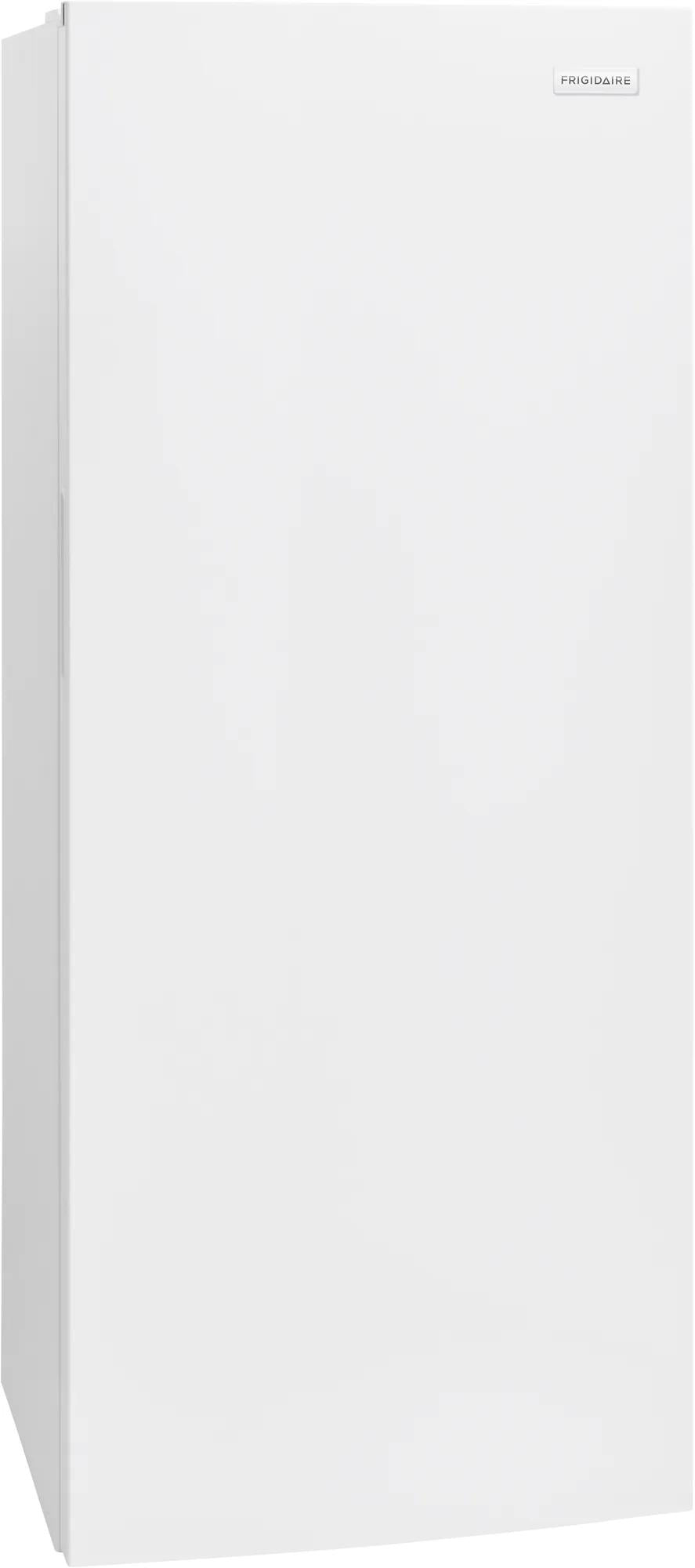 White upright freezer with a smooth door and minimalistic design, suitable for Freezers & Ice Makers, Kitchen & Kitchenware, and Appliances collections.