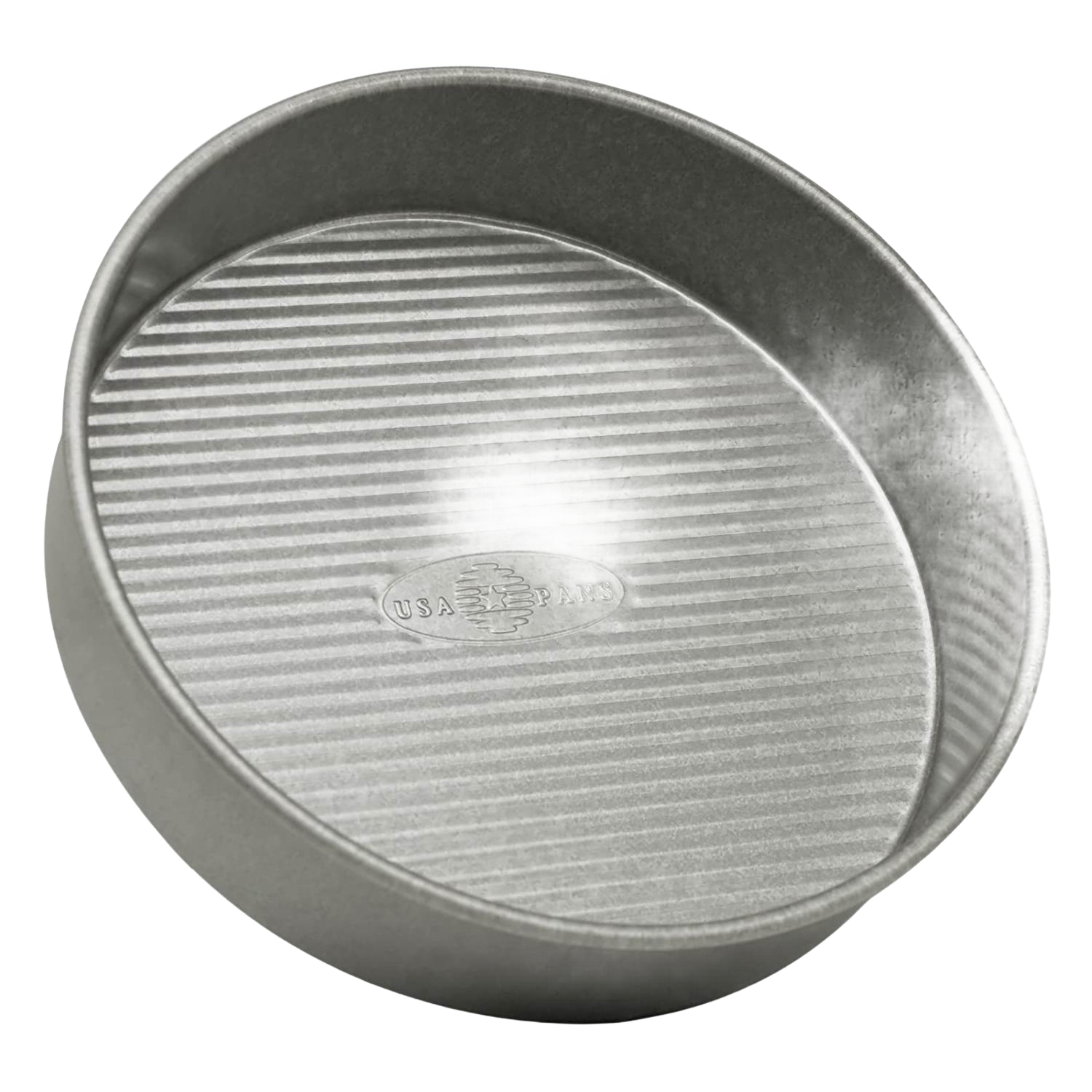 Heavy-duty 9-inch round metal cake pan with textured nonstick surface in Kitchenware and Bakeware collections