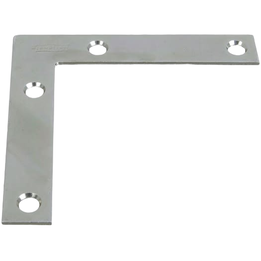Zinc flat corner brace with four pre-drilled holes for lumber and building hardware projects under $50 category