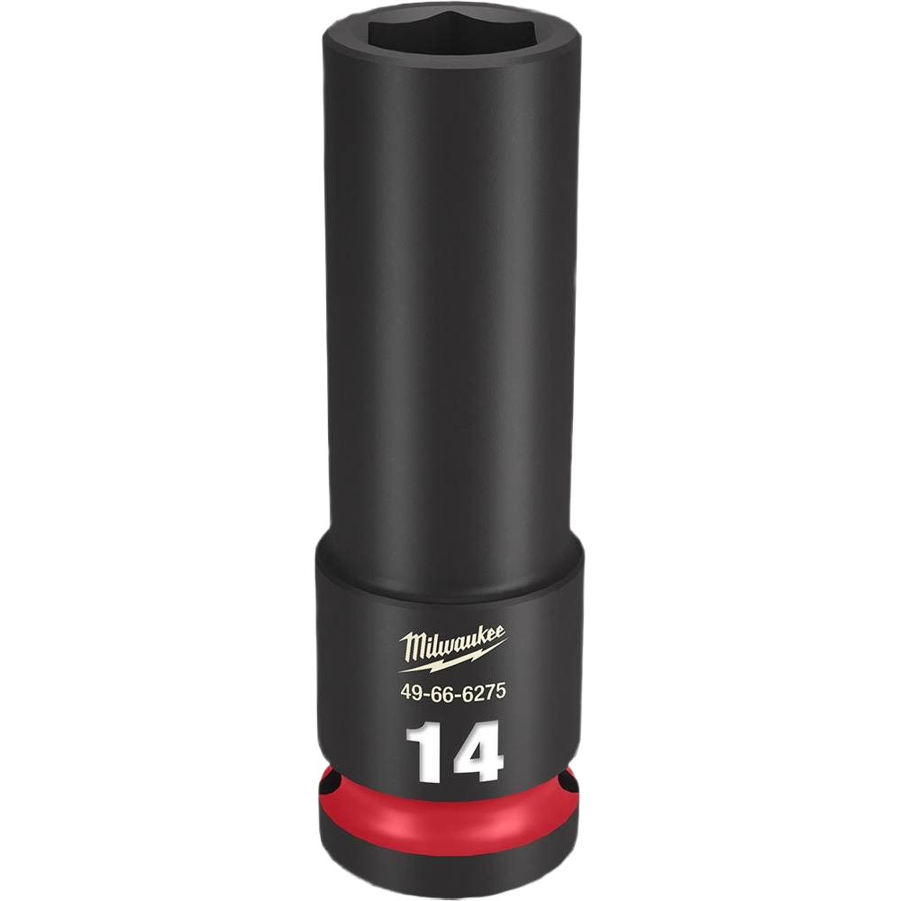 14 mm deep impact socket with 6-point design and red ring for heavy-duty hand tools and woodworking applications under $50 collections