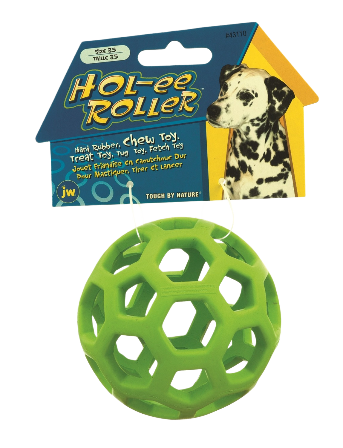 Green rubber open lattice chew toy designed for interactive dog play in pet and farm collections under $50