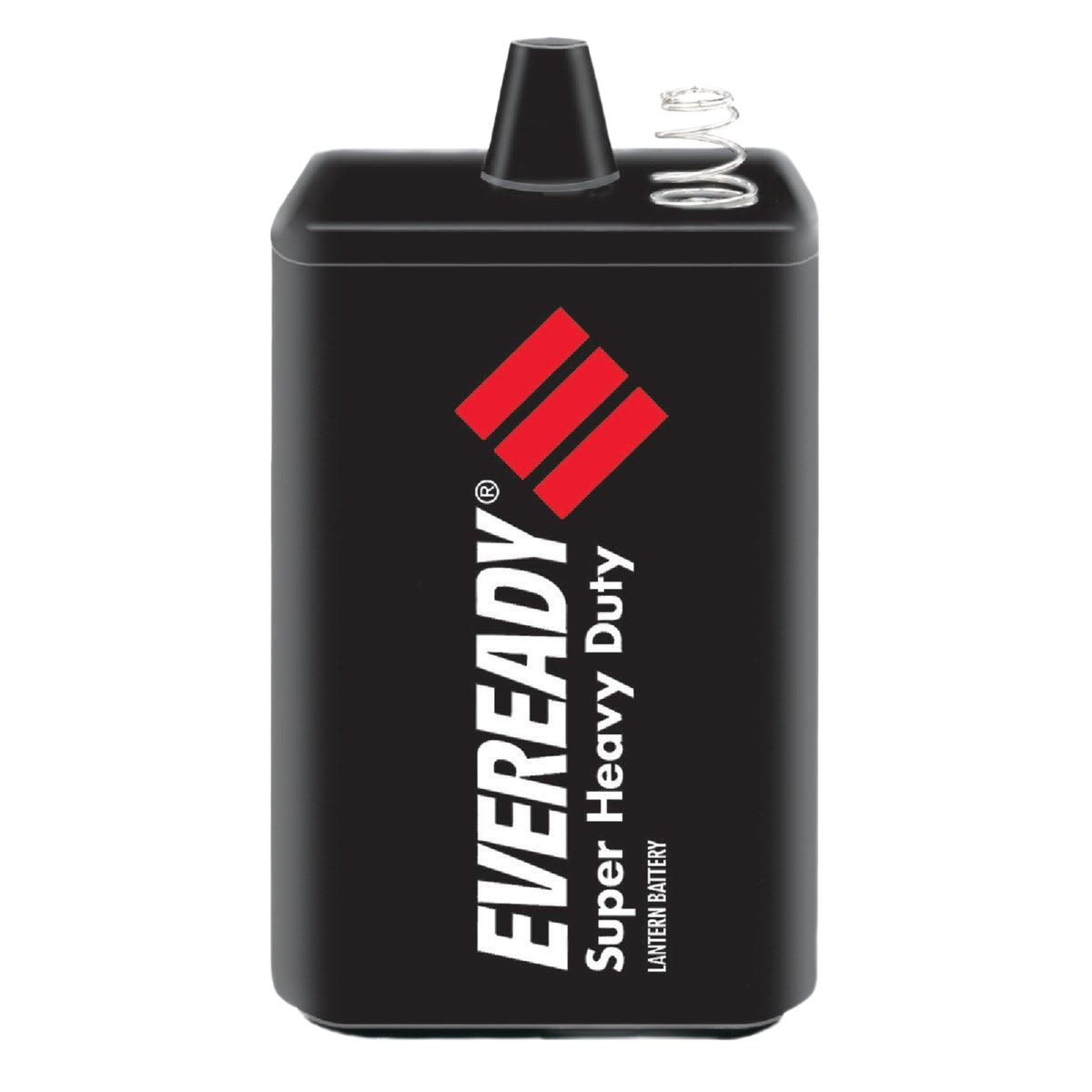 Black zinc lantern battery with spring terminal and bold red and white Eveready branding for tools and home use