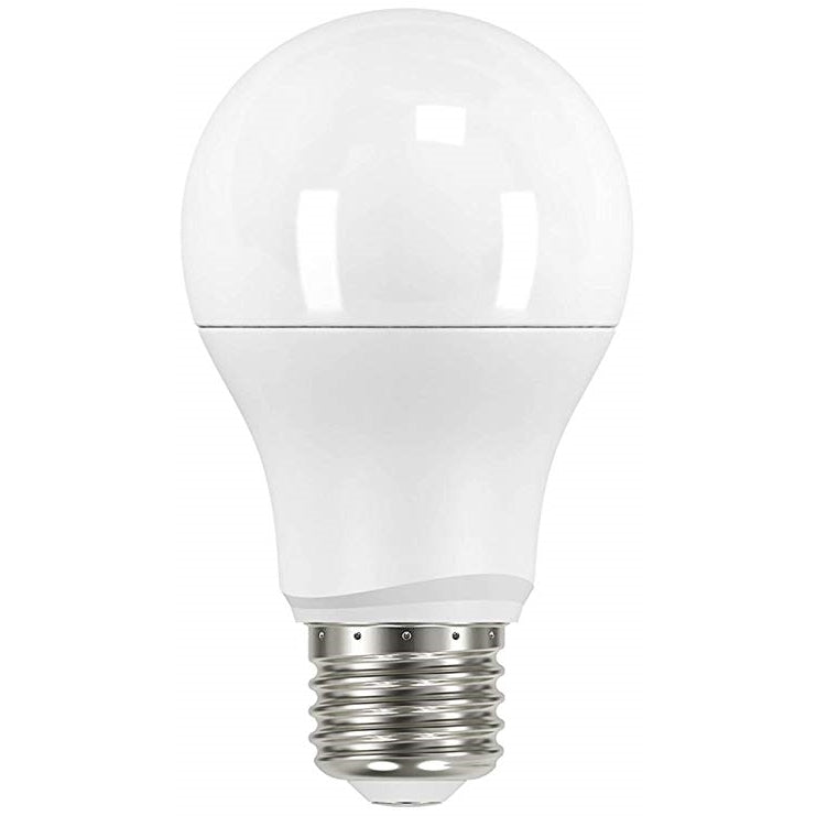 White LED light bulb with medium base emitting warm 2700K light, suitable for home lighting and improvement projects