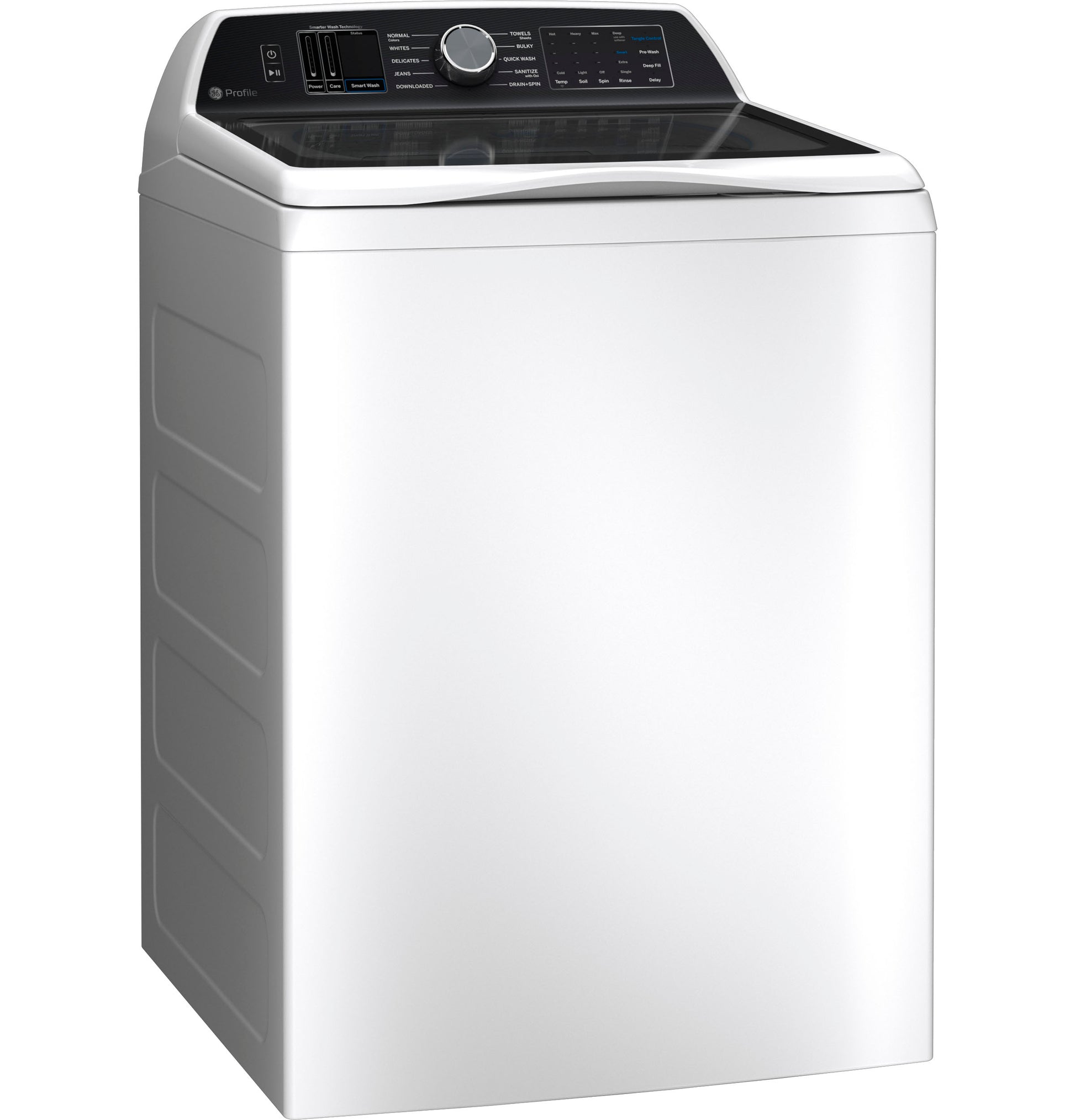 White top-load washer with digital touchscreen and knob controls for Washers & Dryers in Appliances and Home Improvement collections