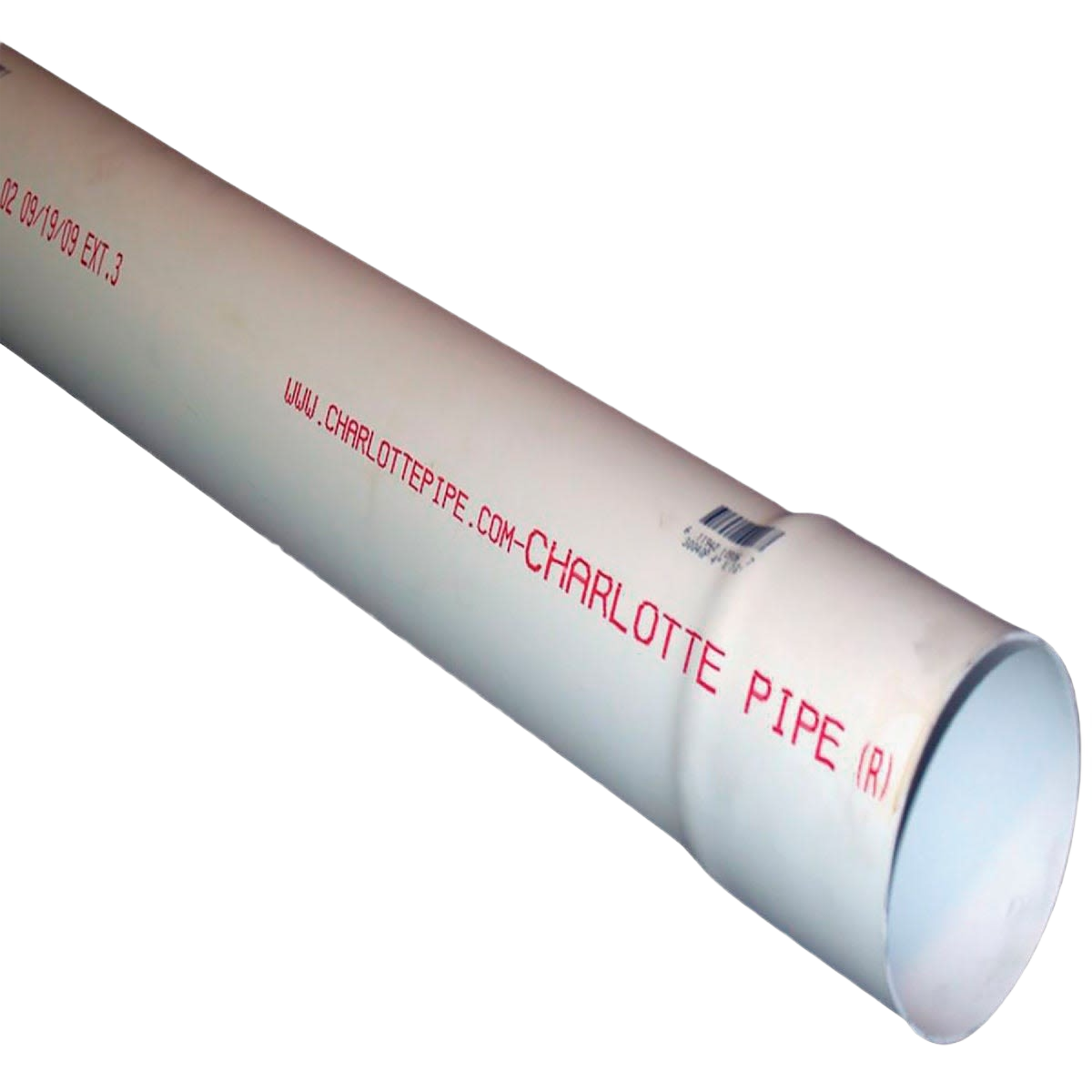 White 3-inch PVC pipe with printed red brand text, suitable for plumbing and sewer pipe needs under $50 collections
