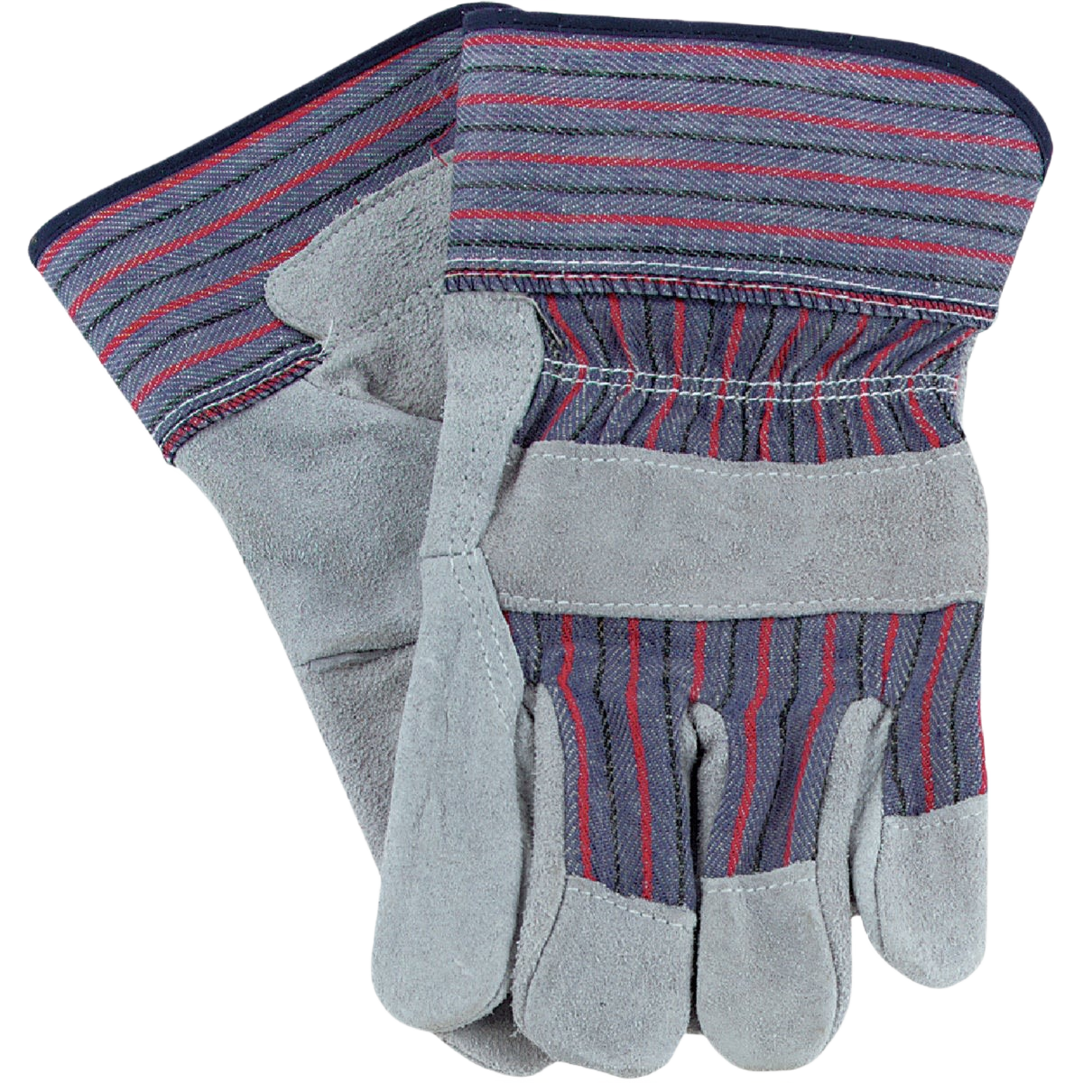 Pair of XL gray and blue lightweight leather work gloves for safety and home improvement tasks collections