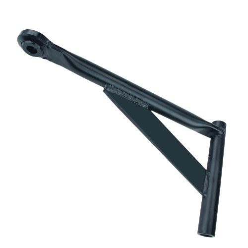 Black metal mower deck lift arm designed as durable automotive and mechanic tool accessory part