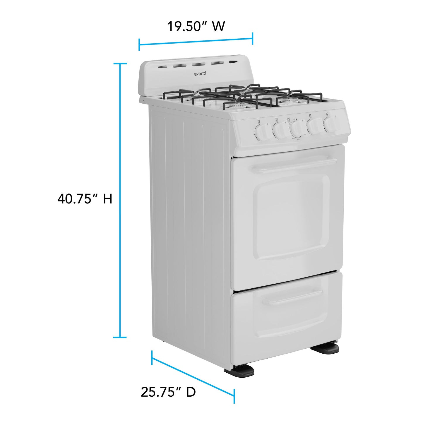 Avanti 20" Gas Range Oven - White
