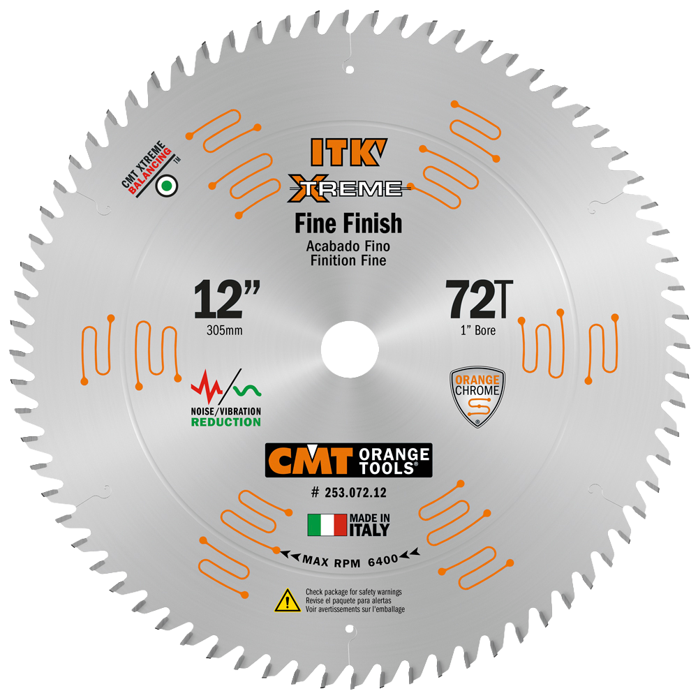 CMT Orange Tools 12" 72T Fine Finish Compound Sliding Saw Blade