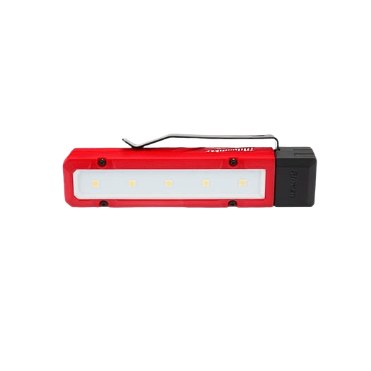 Compact red magnetic LED flood light with clip, designed for tools and home improvement tasks