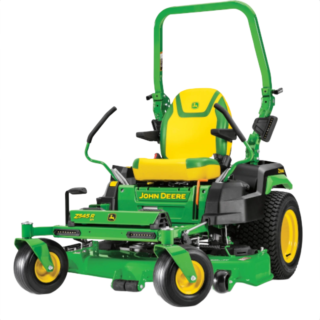Green and yellow zero-turn lawn mower with 48-inch cutting deck for efficient outdoor grass maintenance tasks
