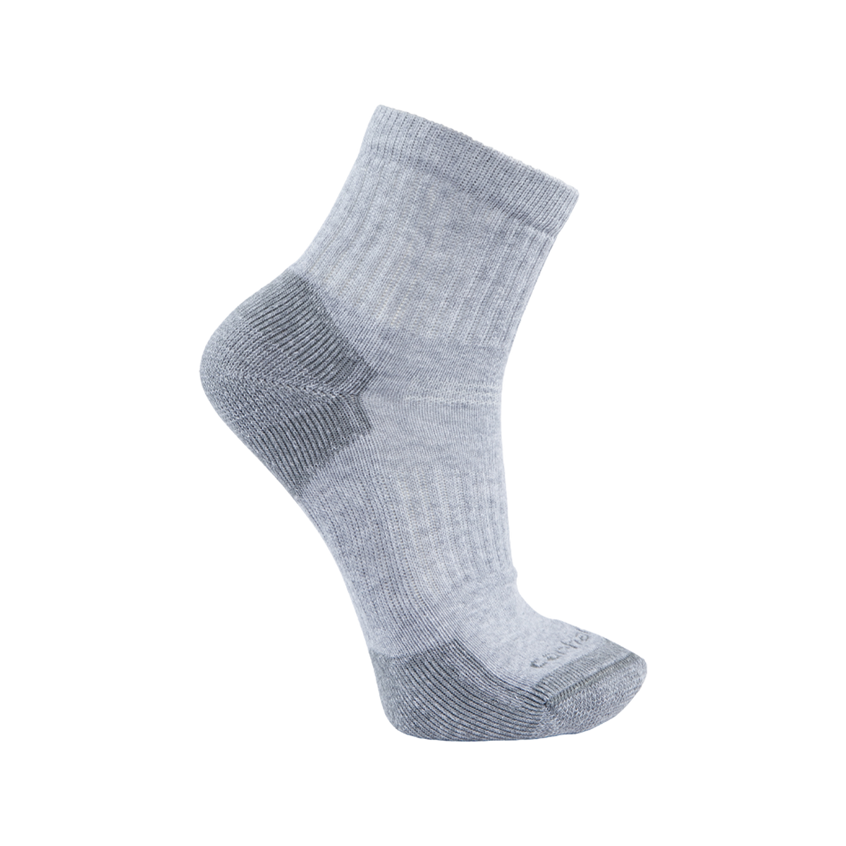 Carhartt Midweight Cotton Blend Quarter Sock 3 Pack - Grey, Large