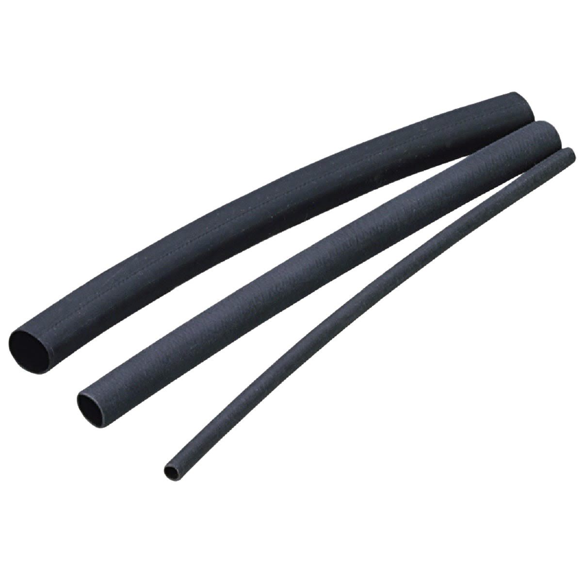 Set of three black heat shrink tubing pieces for electrical repair in tools and home improvement collections under $50