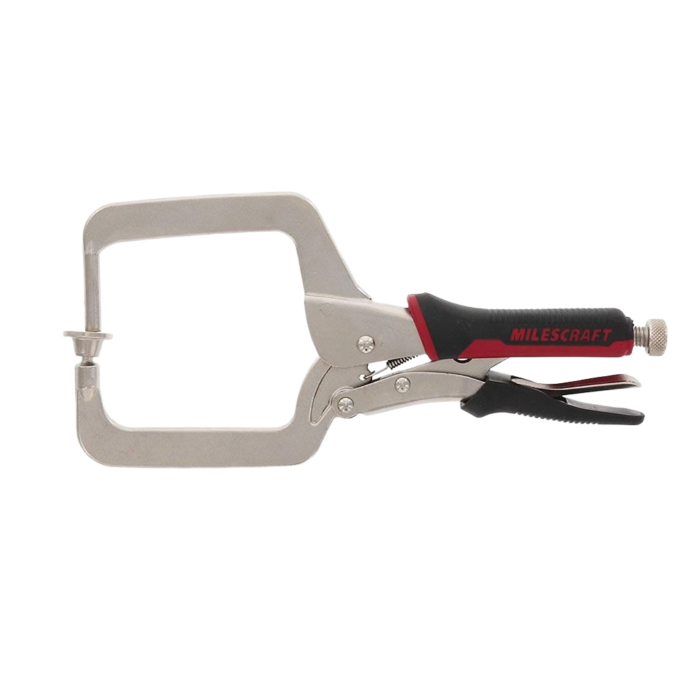 Metal pocket clamp with padded handle and adjustable locking mechanism for woodworking and home improvement tasks