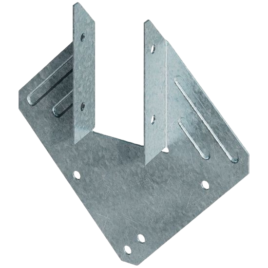 Galvanized metal structural connector bracket for securing lumber in home improvement projects and building materials