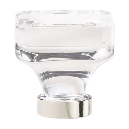 Clear square cabinet knob with polished nickel base for furniture and hardware home improvement accessories