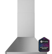 Stainless steel wall-mount pyramid chimney vent hood with clean air sensors from kitchen appliances collection
