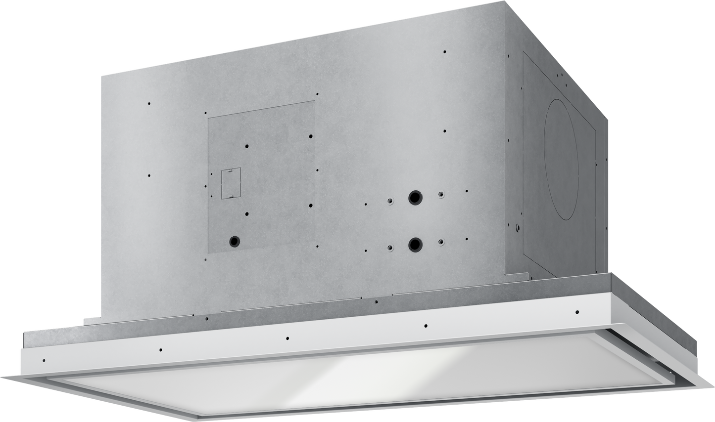 White 36-inch in-ceiling island range hood body only with flat panel design, part of Range Hoods, Kitchen & Kitchenware, All Products, and Appliances at Hartville Hardware.