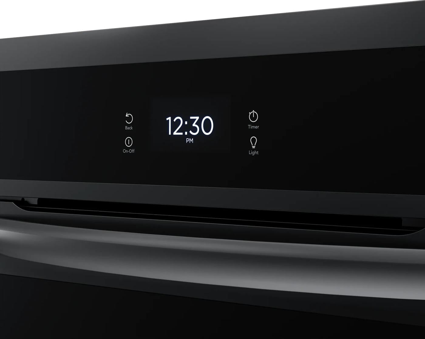 Digital control panel displaying time and basic settings on matte black wall oven in Kitchen & Kitchenware collection