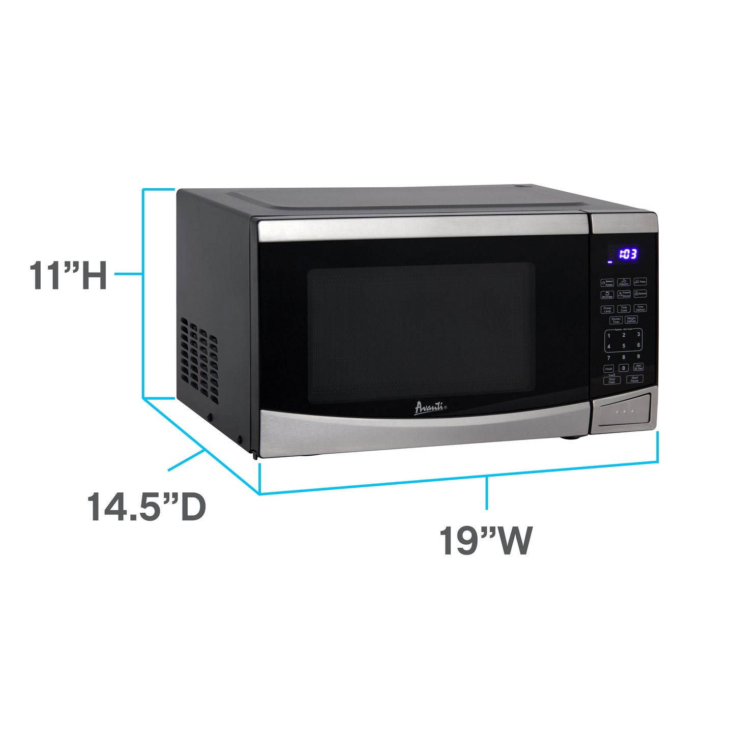 Avanti Countertop Microwave Oven, 0.9 cu. ft. - Stainless Steel