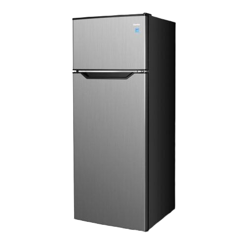 Stainless steel top-mount refrigerator with manual defrost and crisper in refrigerators and kitchenware collections