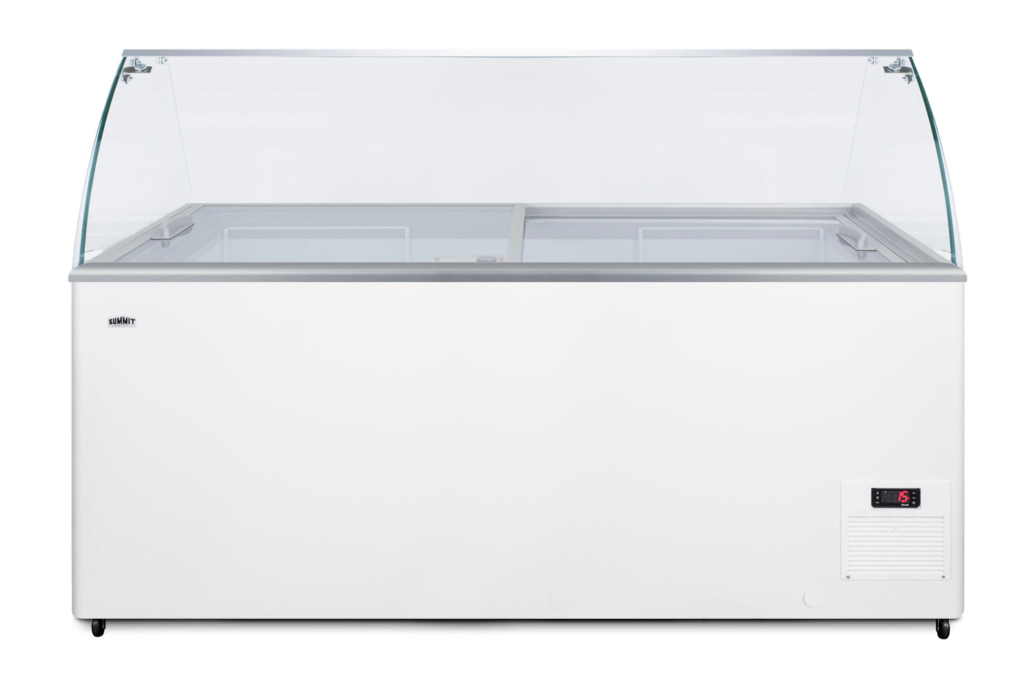 White commercial dipping cabinet with curved glass sneeze guard from Freezers & Ice Makers and Appliances collection