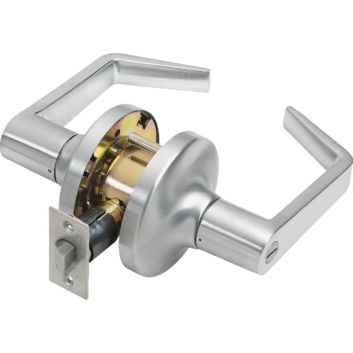 Commercial-grade satin chrome privacy lever lockset for door hardware and home improvement projects under $100 collection