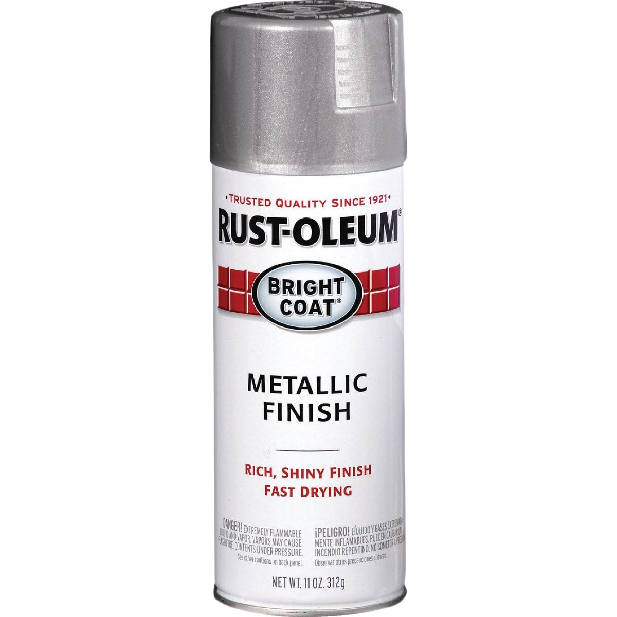 Spray paint can with bright aluminum metallic finish for home improvement and Rust Oleum paint supplies under $50 collection