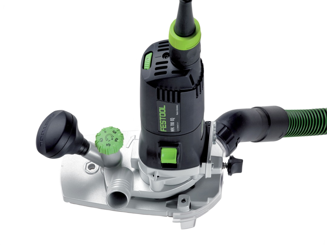 Professional-grade trim router with green and black accents, designed for precision woodworking and home improvement projects.