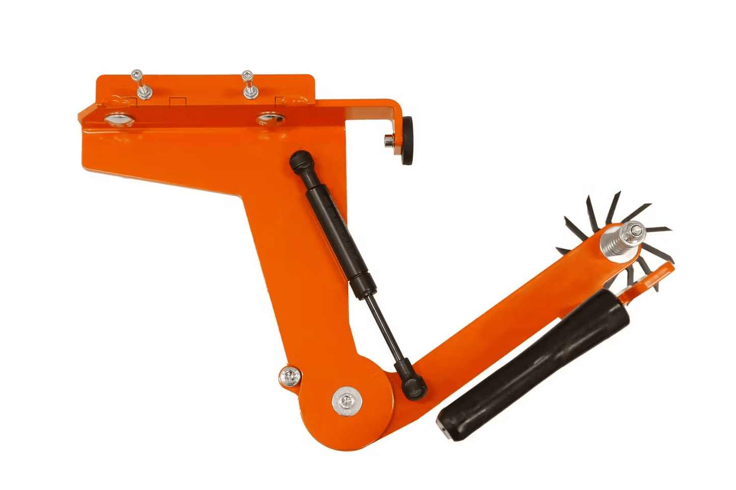 Orange metal retrofit pre-cutter with patented cutting wheel for protecting band sawmill blades in tool accessories collections