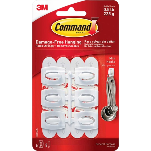 6-pack of small white adhesive hooks for damage-free hanging in hardware and fasteners under $50 collection