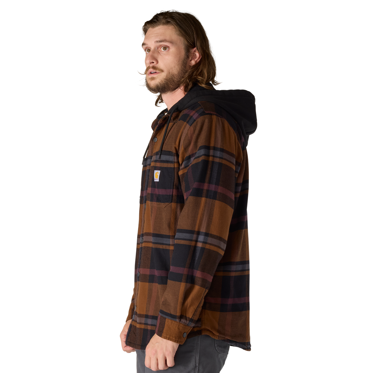 Carhartt Hamilton Relaxed Plaid Shirt Jac - Black, Tall Large