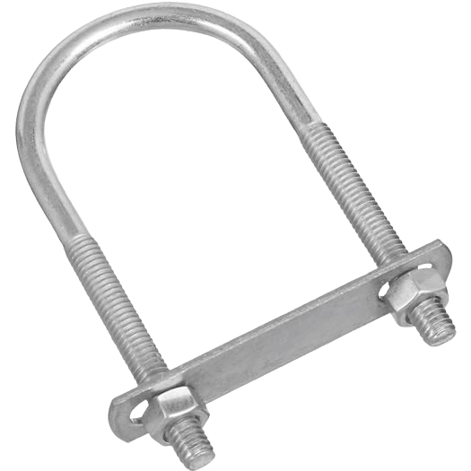Zinc round U bolt with nuts and mounting plate for fastening pipes and lumber in hardware and fasteners under $50 category