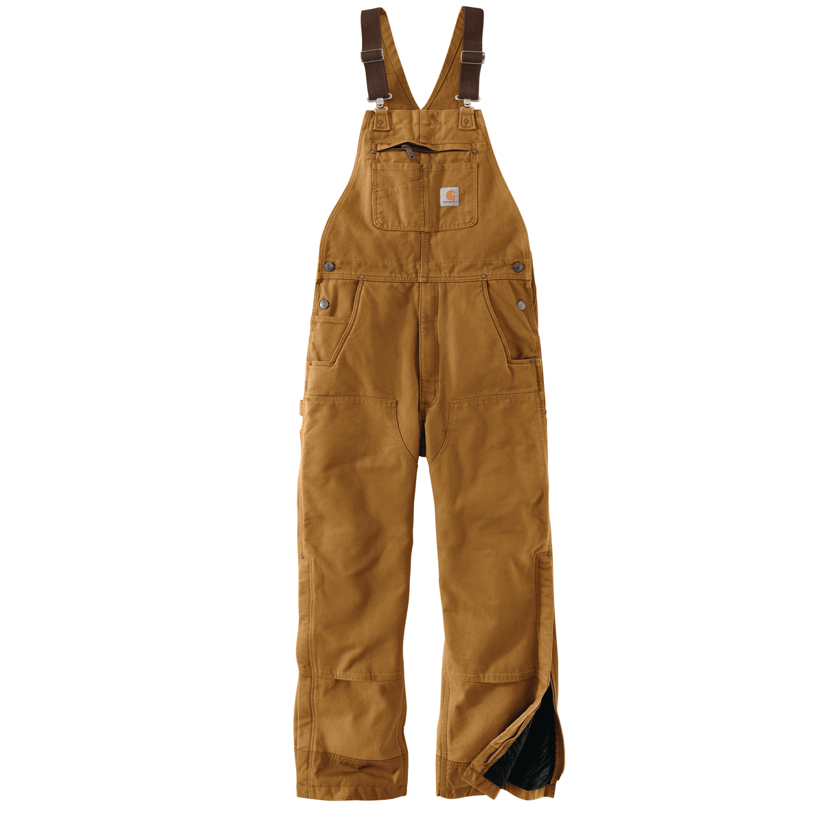 Carhartt Washed Duck Insulated Bib Overall - Carhartt Brown, Short Medium