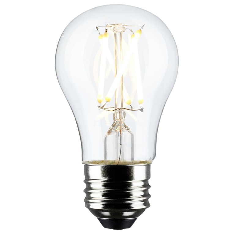 Clear LED bulb with visible filament and medium base for warm white lighting in electrical and home improvement collections