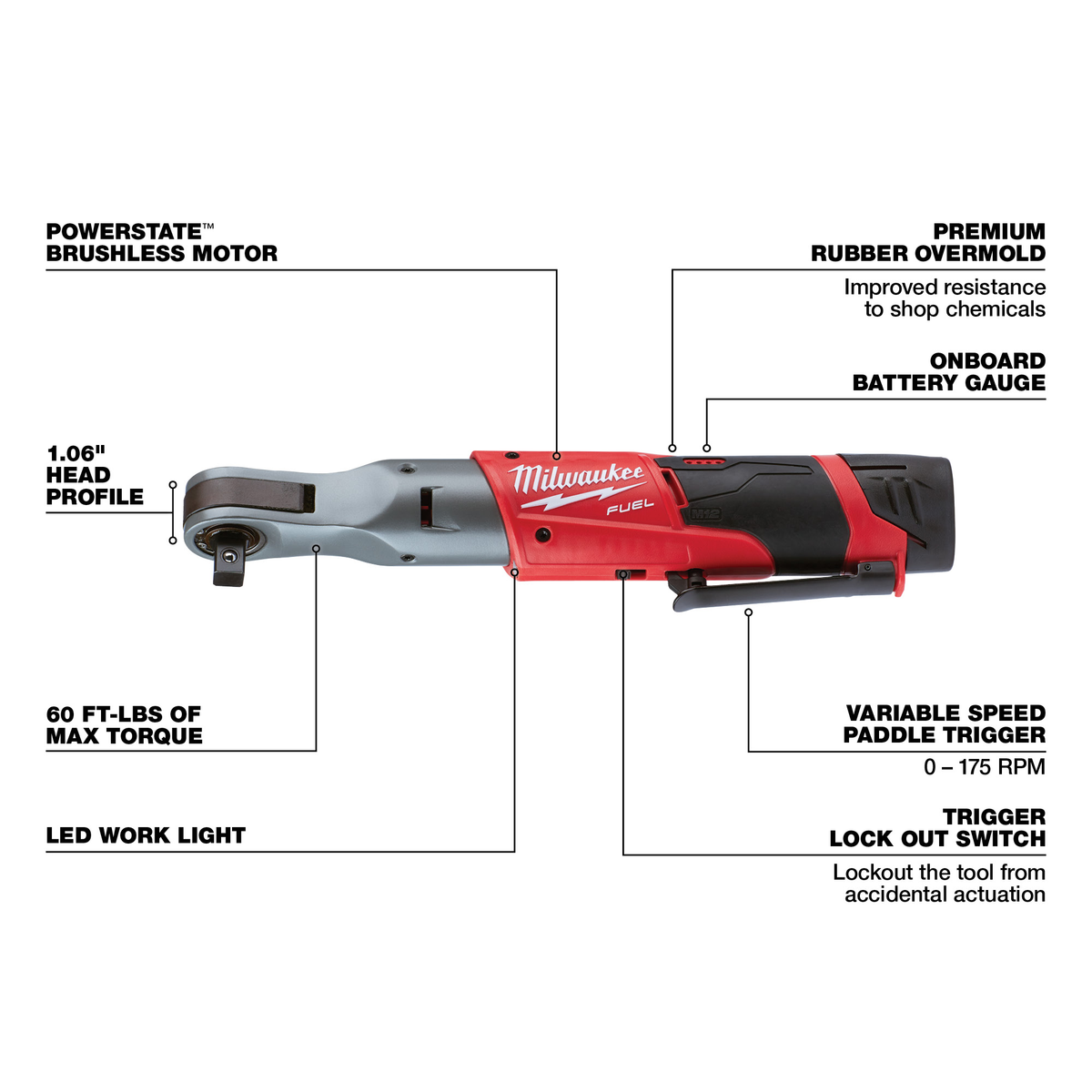 Milwaukee M12 FUEL™ 1/2" Ratchet 2 Battery Kit