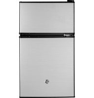 Energy Star certified compact refrigerator with double doors and stainless steel finish for kitchens and mini refrigerator collections