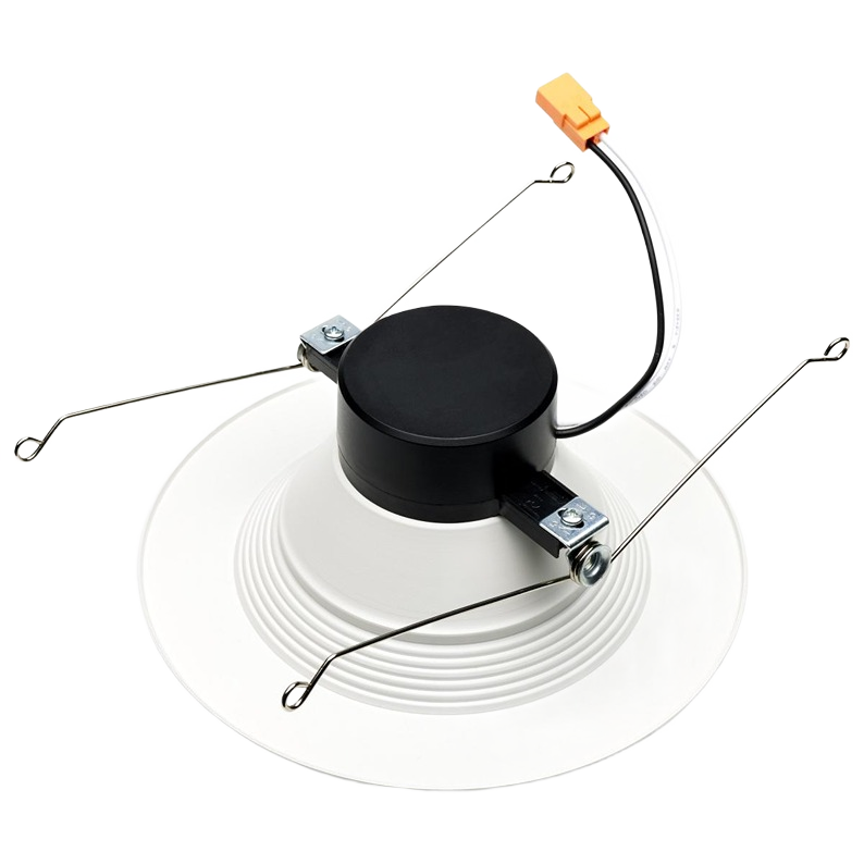 Round 13 watt LED retrofit downlight with white trim and metal spring clips for lighting and electrical use under $50 category